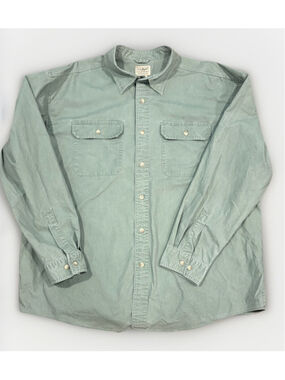 LL Bean Traditional Fit Shirt Mens XL Green Cotton Button Down Workwear